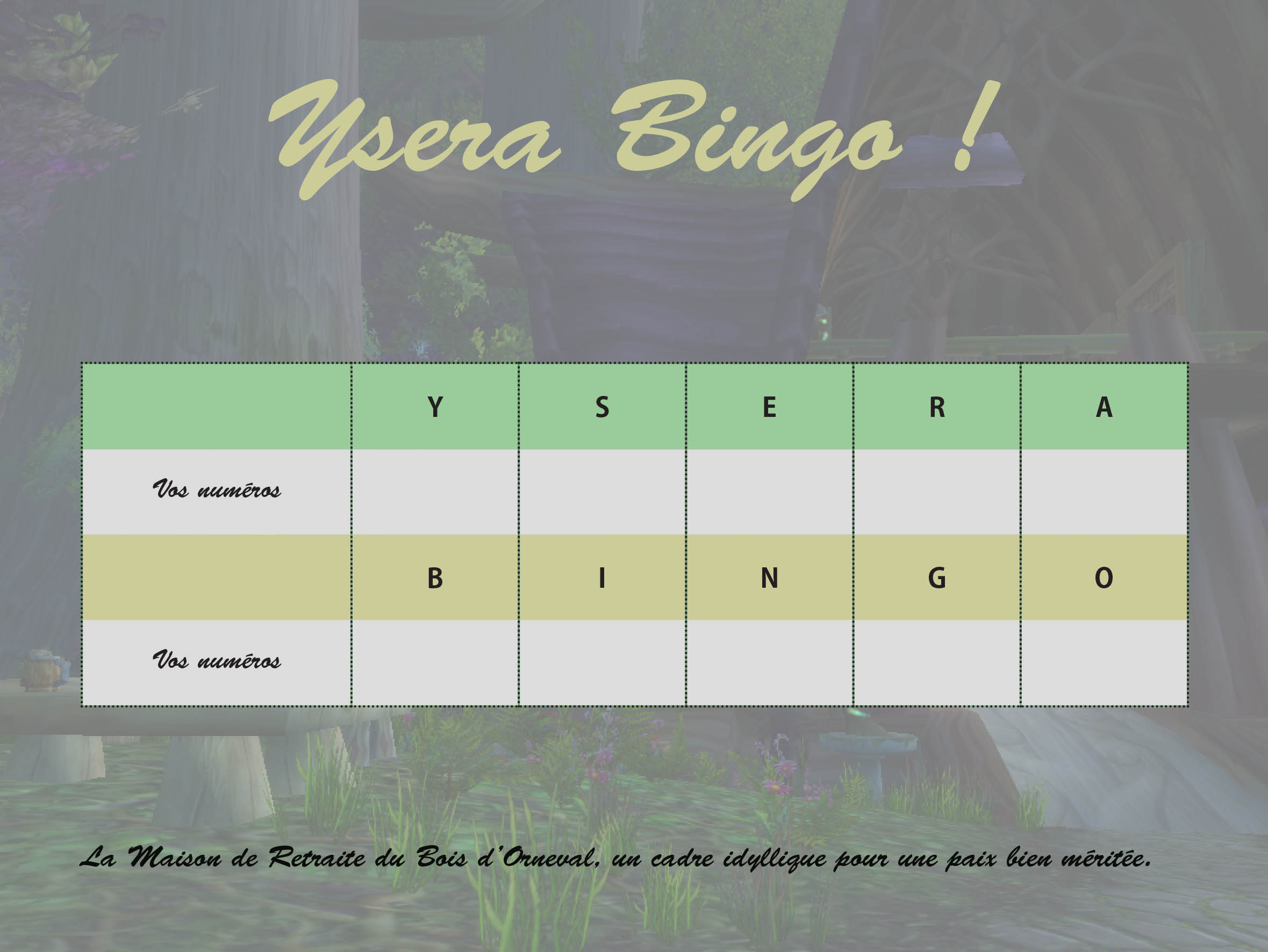 carte de jeu du bingo